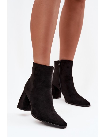 Women's Block Heel Boots Made of Eco Suede Black Inessa