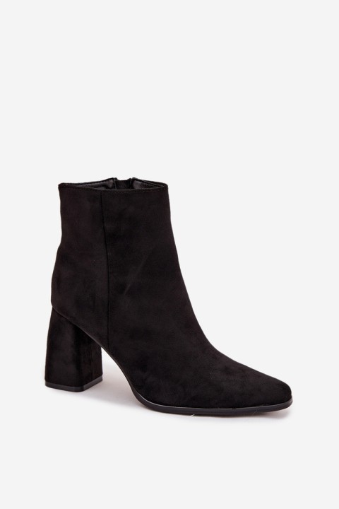 Women's Block Heel Boots Made of Eco Suede Black Inessa