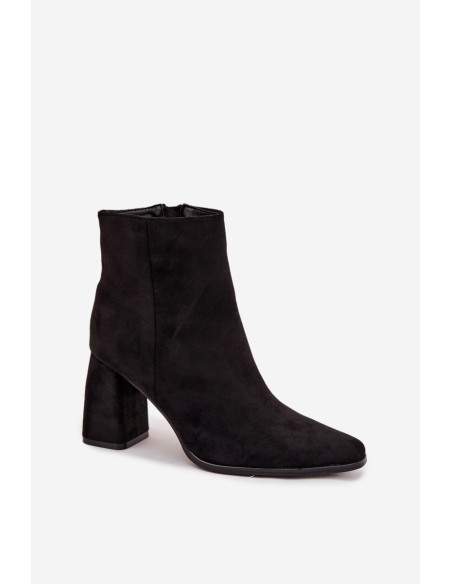 Women's Block Heel Boots Made of Eco Suede Black Inessa