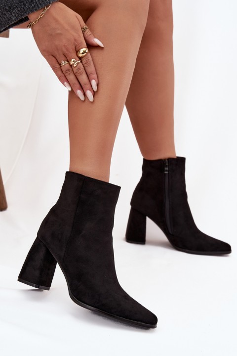Women's Block Heel Boots Made of Eco Suede Black Inessa