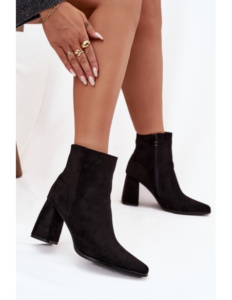 Women's Block Heel Boots Made of Eco Suede Black Inessa
