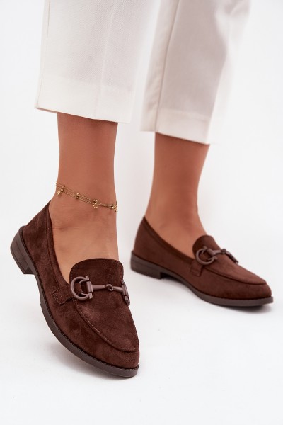 Women's Loafers with Decorative Detail Eco Suede Chocolate Ambria