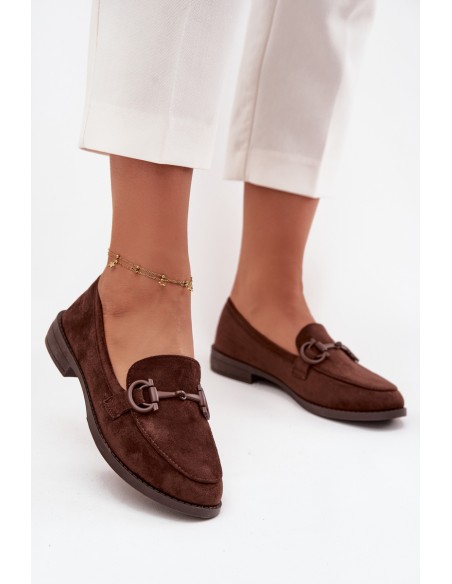 Women's Loafers with Decorative Detail Eco Suede Chocolate Ambria