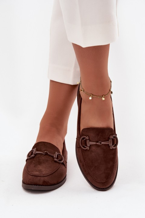 Women's Loafers with Decorative Detail Eco Suede Chocolate Ambria
