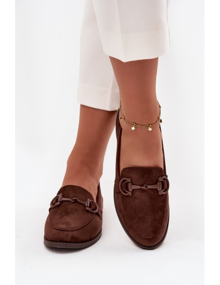 Women's Loafers with Decorative Detail Eco Suede Chocolate Ambria
