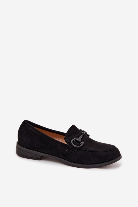 Women's Loafers With Decorative Detail Eco Suede Black Ambria