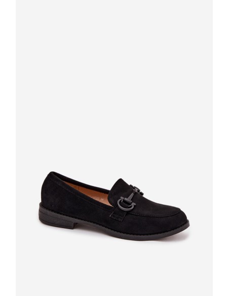 Women's Loafers With Decorative Detail Eco Suede Black Ambria