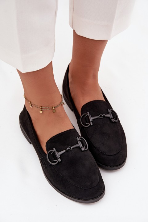 Women's Loafers With Decorative Detail Eco Suede Black Ambria