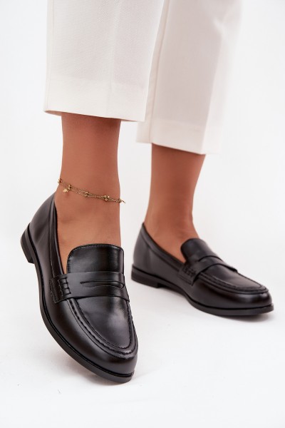 Moccasins Loafers Ladies Eco Leather Black Bessina