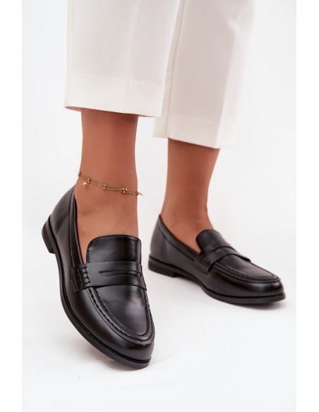 Moccasins Loafers Ladies Eco Leather Black Bessina