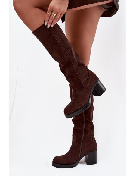 Women's insulated boots on a chunky heel chocolate Sanelle