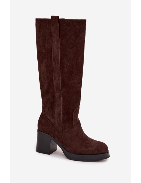 Women's insulated boots on a chunky heel chocolate Sanelle