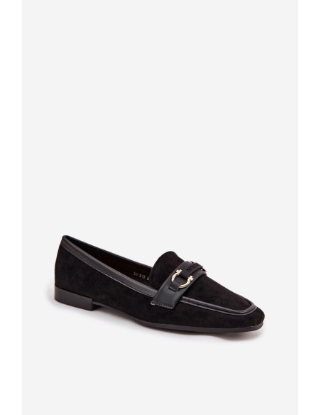Loafers Women's Moccasins With Decorative Element Black Evelora