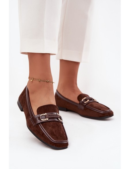 Moccasins Loafers Womens With Decorative Element Chocolate Evelora