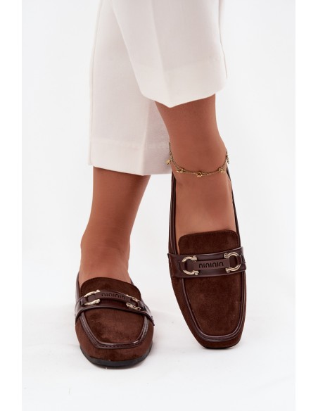 Moccasins Loafers Womens With Decorative Element Chocolate Evelora