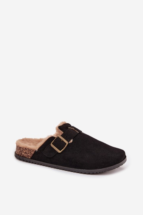 Women's slippers with fur lining with clip Black Sylisse