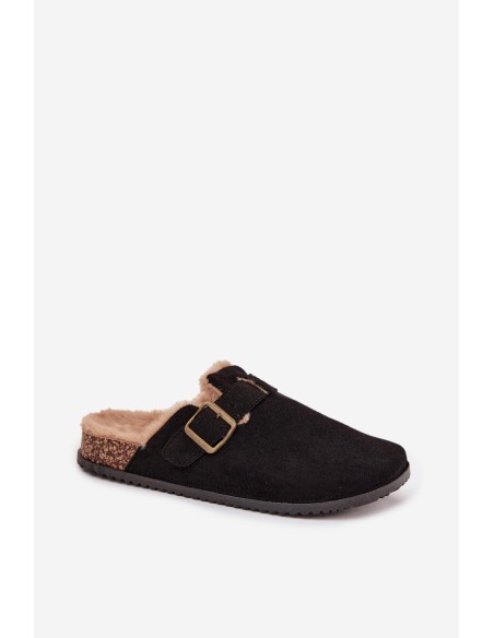 Women's slippers with fur lining with clip Black Sylisse