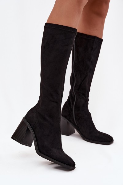 Women's Boots on a Thick Heel Eco Suede Black Traven