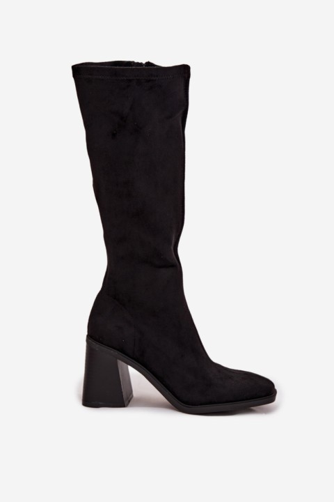 Women's Boots on a Thick Heel Eco Suede Black Traven