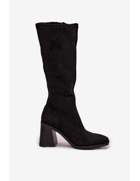 Women's Boots on a Thick Heel Eco Suede Black Traven
