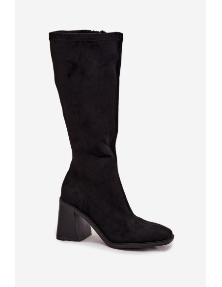 Women's Boots on a Thick Heel Eco Suede Black Traven