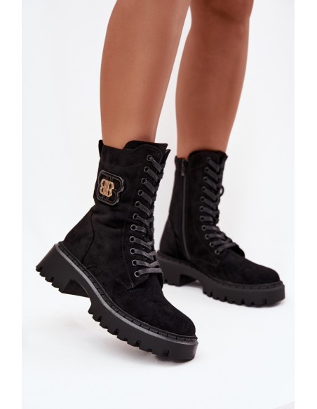 Women's Workery Boots With Decorative Element Insulated Black Kalindra