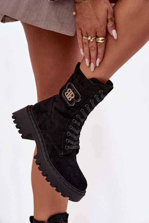 Women's Workery Boots With Decorative Element Insulated Black Kalindra