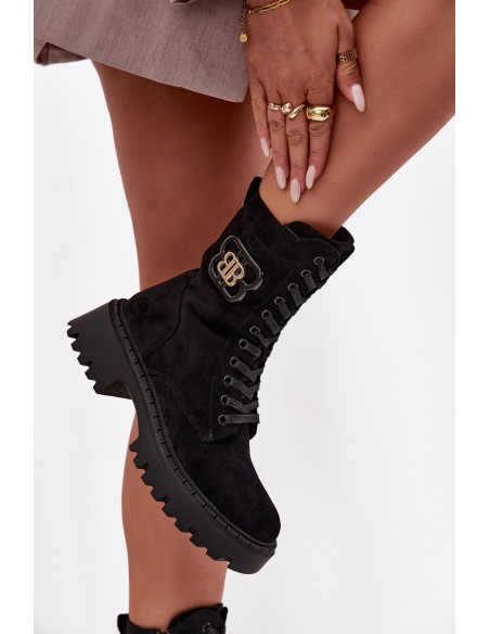 Women's Workery Boots With Decorative Element Insulated Black Kalindra