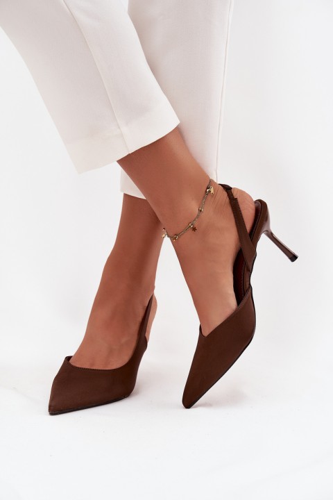 Stilettos with open heels chocolate Lenira