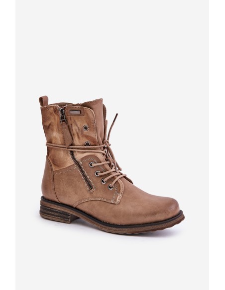 Women's Insulated Work Boots with Zipper Dark Beige Liletta