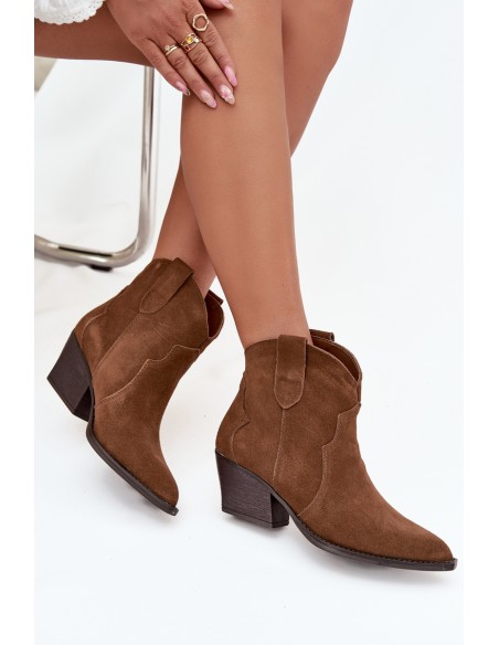 Slip-on Cowboy Boots Women's Made of Natural Suede Camel Beretta
