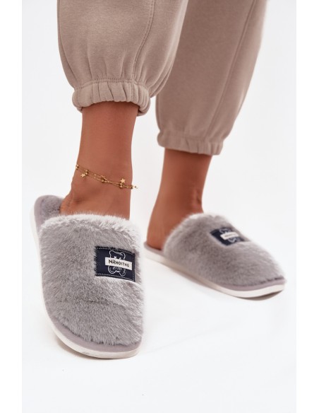 Home Shoes Women's Furry Gray Slippers Maelis