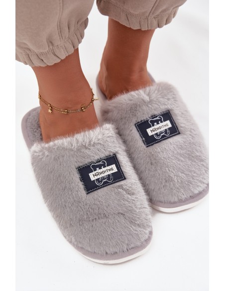 Home Shoes Women's Furry Gray Slippers Maelis