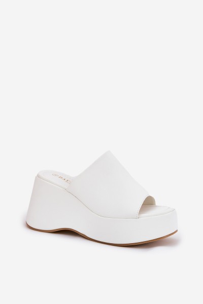 Eco Leather Women's Slippers On Platform And Wedge White Kisoffi 2