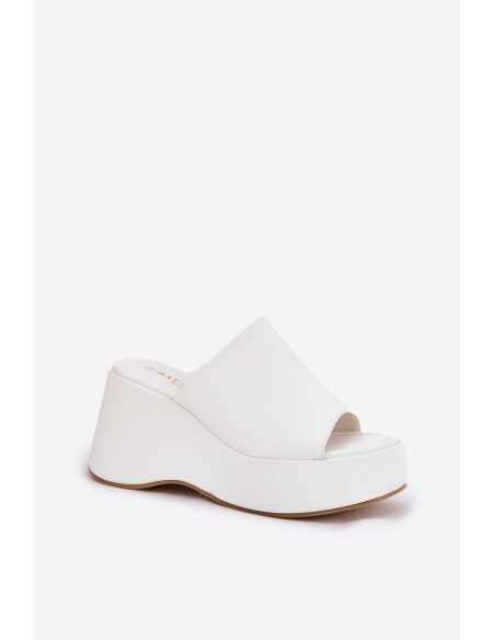 Eco Leather Women's Slippers On Platform And Wedge White Kisoffi