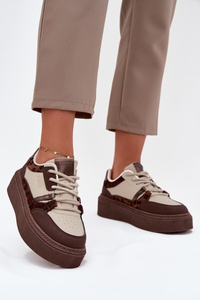 Women's Platform Sneakers Big Star SS274356 Leopard Brown-Beige