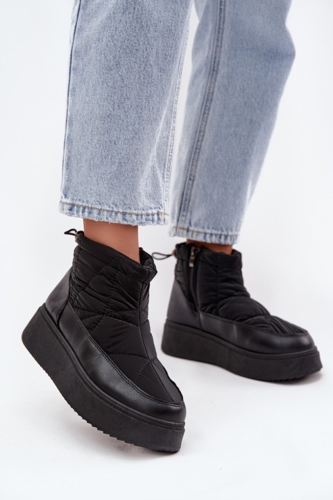 Women's Snow Boots on Platform Lined with Fur Black Tahlira