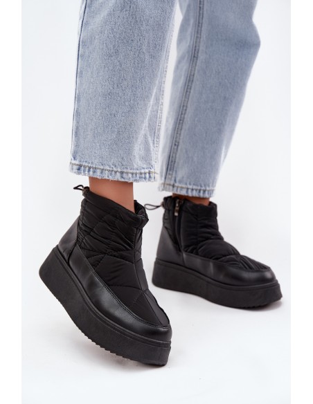 Women's Snow Boots on Platform Lined with Fur Black Tahlira