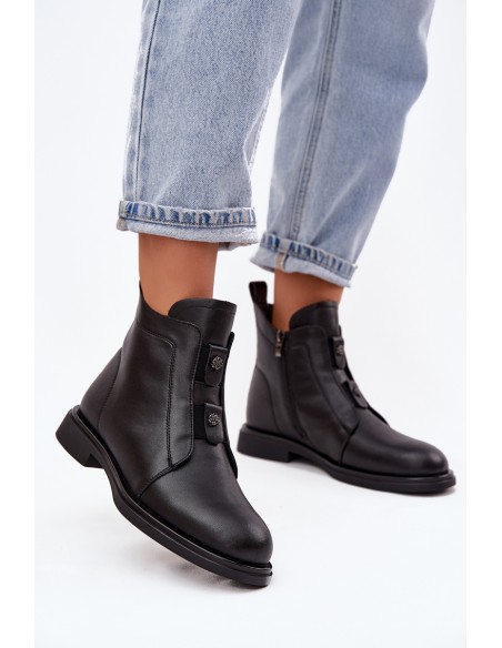 Leather Insulated Women's Ankle Boots D&A MK52-026 Black