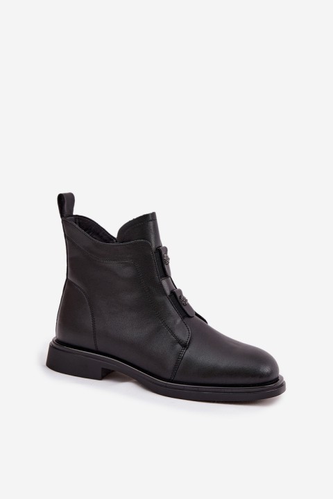 Leather Insulated Women's Ankle Boots D&A MK52-026 Black