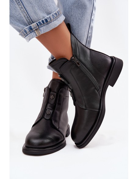 Leather Insulated Women's Ankle Boots D&A MK52-026 Black