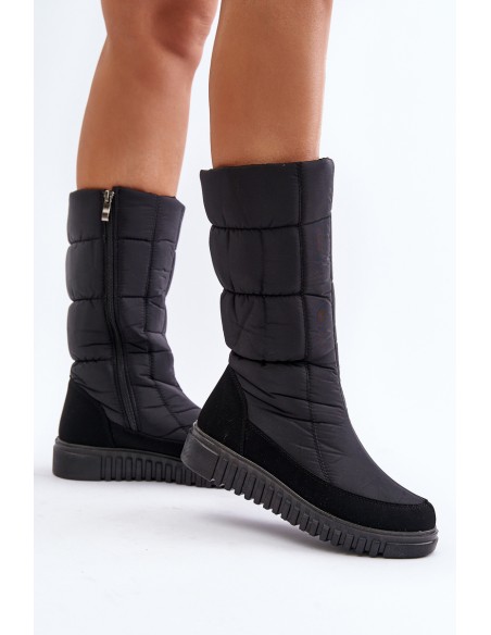 Women's Snow Boots with Zipper Progress PROGJ-24-144 Black