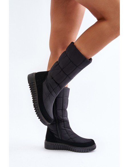 Women's Snow Boots with Zipper Progress PROGJ-24-144 Black