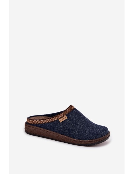 Women's slippers with embroidery Inblu NL000009 navy blue