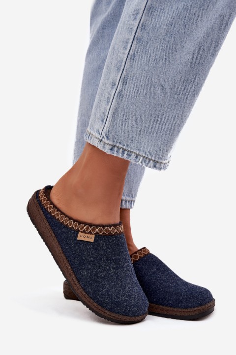 Women's slippers with embroidery Inblu NL000009 navy blue