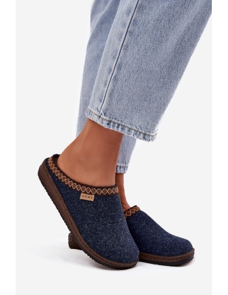 Women's slippers with embroidery Inblu NL000009 navy blue