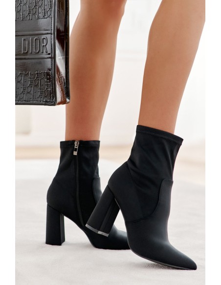 Women's Material Boots On Heel Black Amile