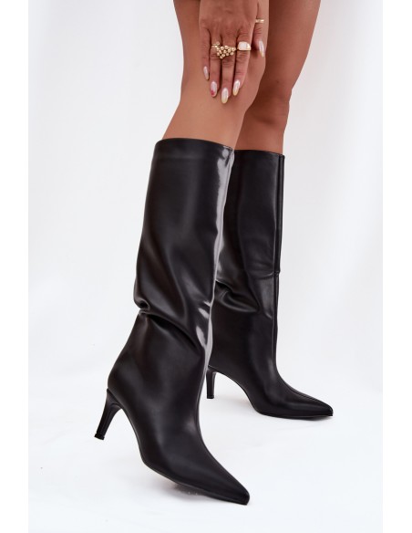 Women's Slip-On Insulated Boots on Heel Black Olive