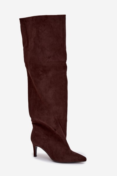 Women's High Heel Ankle Boots Slip-On Chocolate Mavilla 2