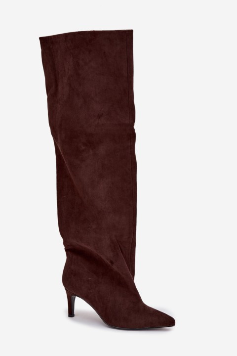 Women's High Heel Ankle Boots Slip-On Chocolate Mavilla